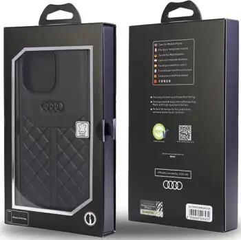 Mbështjellës Audi Genuine Leather për iPhone 14 Pro Max 6.7", i zi