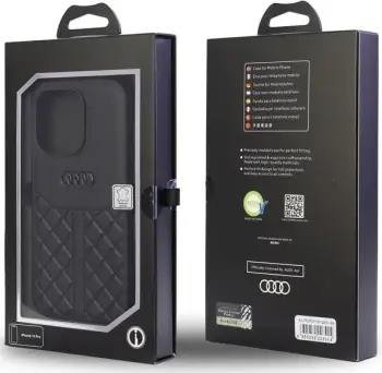 Futrollë për telefon Audi Genuine Leather, për iPhone 13 Pro 13 6.1", hardcase, e zezë
