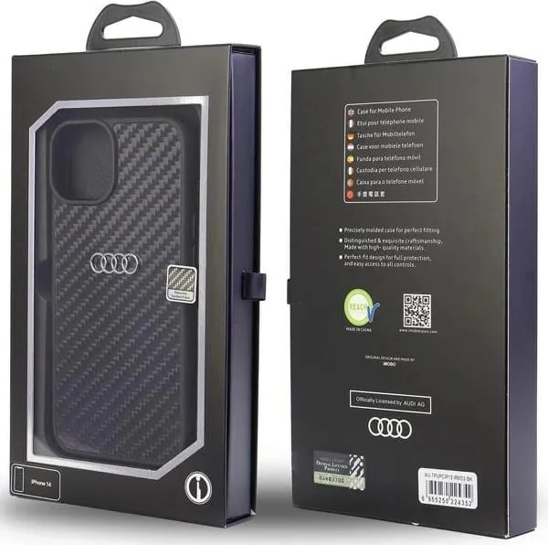 Mbështjellës Audi Carbon Fiber për iPhone 12/12 Pro 6.1", i zi - 4