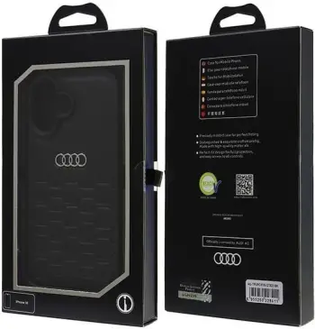 Mbështjellës Audi për iPhone 16 6.1", silikon, i zi, HardCase