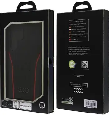 Mbështjellës Audi Genuine Leather MagSafe për Samsung Galaxy S24 Ultra, lëkurë natyrale/TPU, zi-kuqe