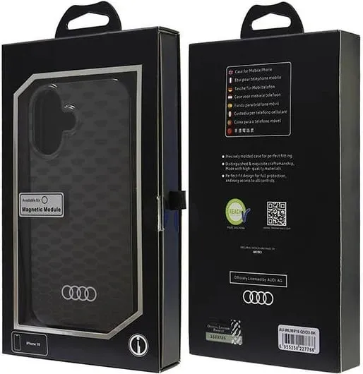 Mbështjellës Audi IML Stitching Pattern MagSafe për iPhone 16 Pro Max 6.9", i zi - 1
