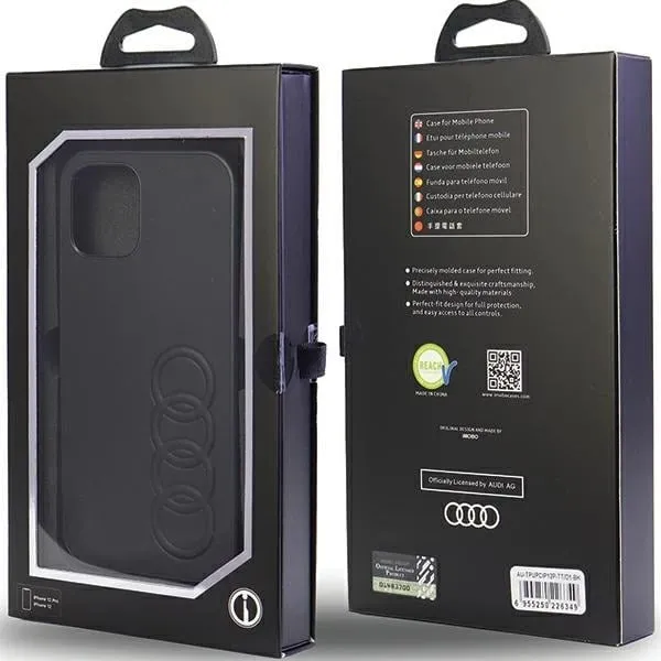 Mbështjellës Audi Synthetic Leather për iPhone 12/12 Pro 6.1", i zi - 2