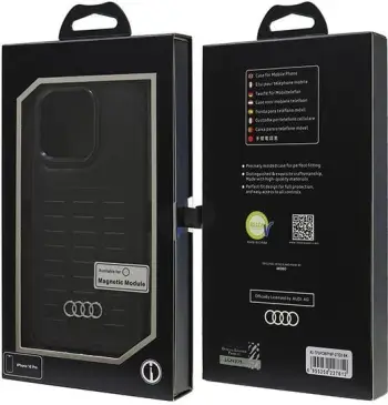Mbështjellës Audi Synthetic Leather MagSafe për iPhone 16 Pro 6.3", i zi