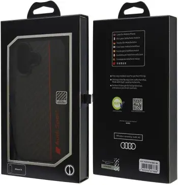Mbështjellës Audi Carbon Fiber Stripe për iPhone 16 6.1", i zi