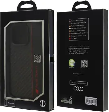 Mbështjellës Audi Carbon Fiber Stripe për iPhone 16 Pro 6.3", i zi