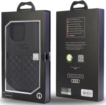 Mbulesë telefoni Audi Genuine Leather, për iPhone 13 Pro Max 6.7", hardcase, e zezë