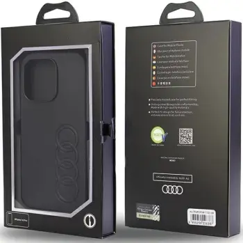 Mbulesë telefoni Audi Synthetic Leather, për iPhone 14 Pro 6.1", hardcase, e zezë