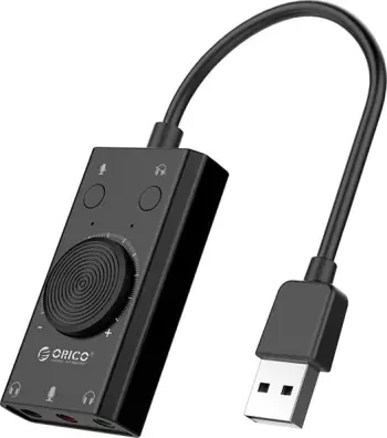 Kartë zanore e jashtme Orico SC2, USB-A, 3 porta audio, e zezë