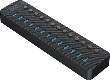 Hub USB Orico CT2U3-13AB, 13x USB-A 3.0 me çelësa, Zi
