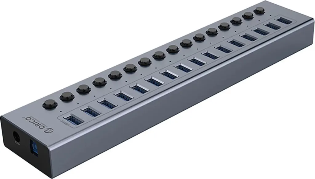 Hub USB Orico BT2U3-16AB, 16x USB-A 3.0 me çelësa, Gri - 2
