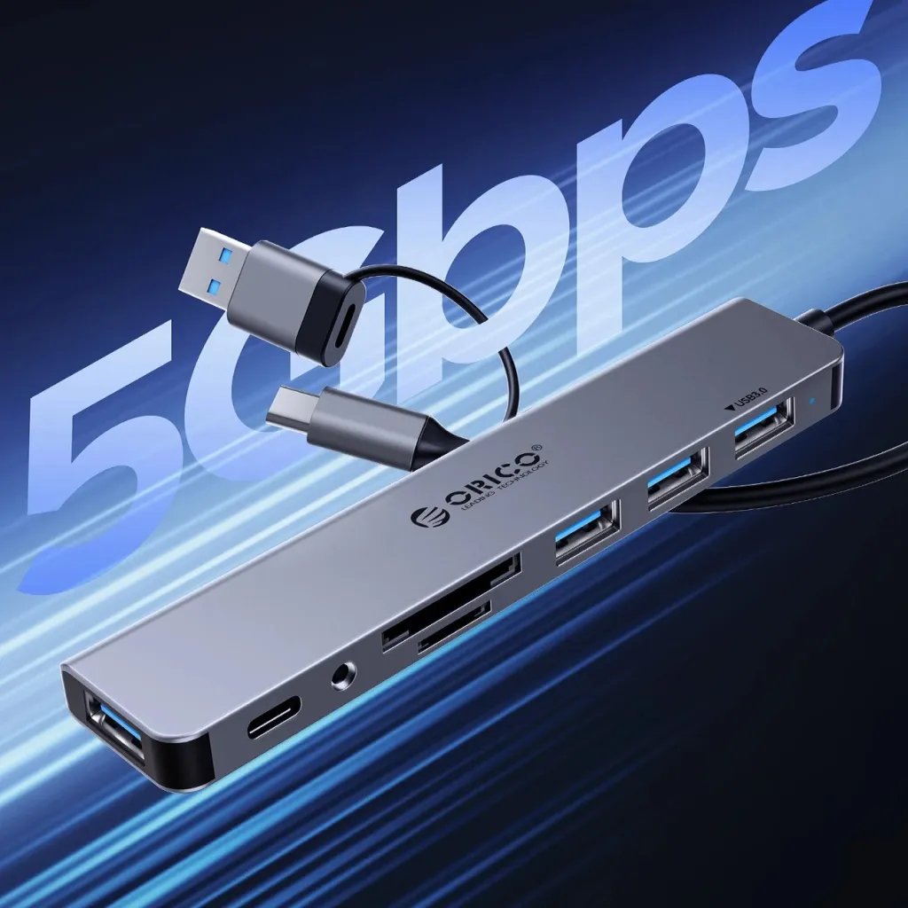 Kasë Orico YSA8-U3, 8 porta, USB-A/USB-C, Gri - 6