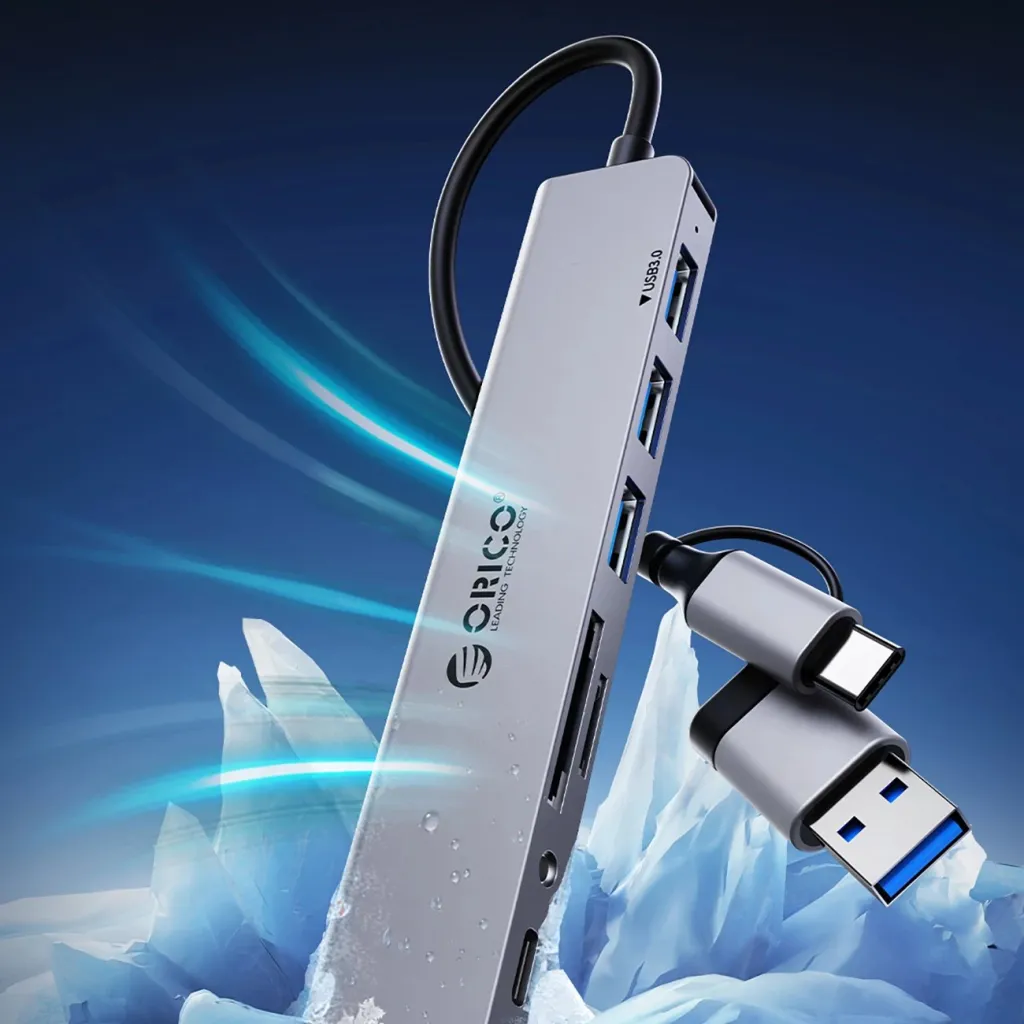 Kasë Orico YSA8-U3, 8 porta, USB-A/USB-C, Gri - 7