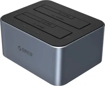 Stacion dokimi Orico 6626C3-C-V1 për 2 hard disqe, offline klonim, USB-C, Gri