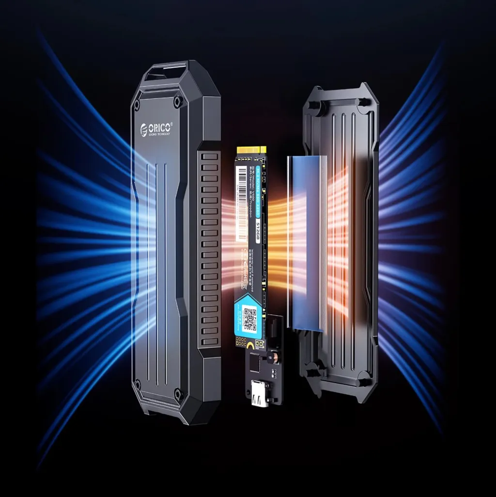 Kasë Orico OXS2C3-G2 për SSD M.2 NVMe/SATA, USB-C 3.2, Gri - 5