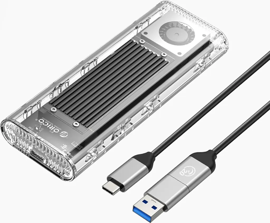 Kasë Orico TCM2-G20 për SSD M.2 NVMe, USB-C 3.2, 20Gbps, Silver/Transparent - 1
