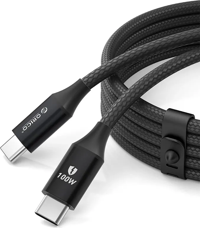 Kabllo Orico CDX USB-C në USB-C, 1m, 100W, 5A, e zezë - 1