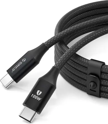 Kabllo Orico CDX USB-C në USB-C, 1m, 100W, 5A, e zezë