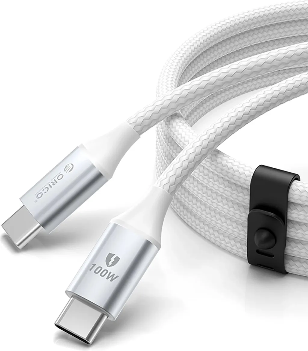 Kabllo Orico CDX USB-C në USB-C, 1m, 100W, 5A, Bardhë - 1