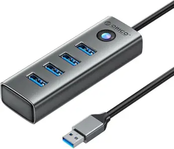 Hub USB Orico PDD4U, 4x USB 3.0, alumini, Gri