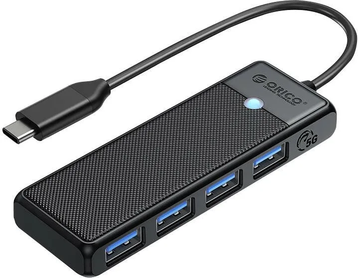 Kasë Orico PAPW4A-C3-015-BK-EP, 4 porte USB-A 3.0, USB-C, e zezë - 1
