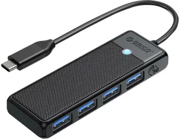 Kasë Orico PAPW4A-C3-015-BK-EP, 4 porte USB-A 3.0, USB-C, e zezë