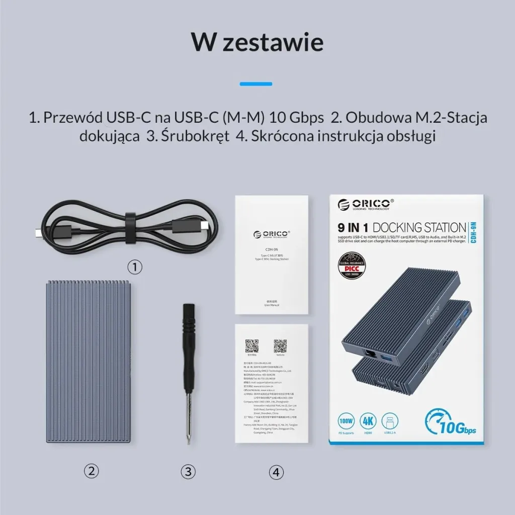 Hub Orico 9w1, NVMe, gri - 7