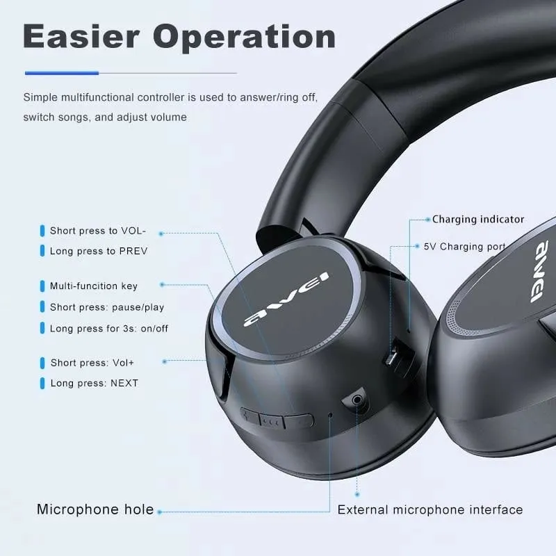 Kufje Awei A770BL (AWEI059BLK), bluetooth, të zeza - 4