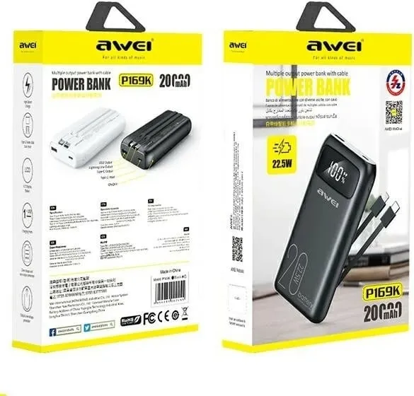 Powerbank Awei P169K, 20000mAh, 22.5W, i zi - 2