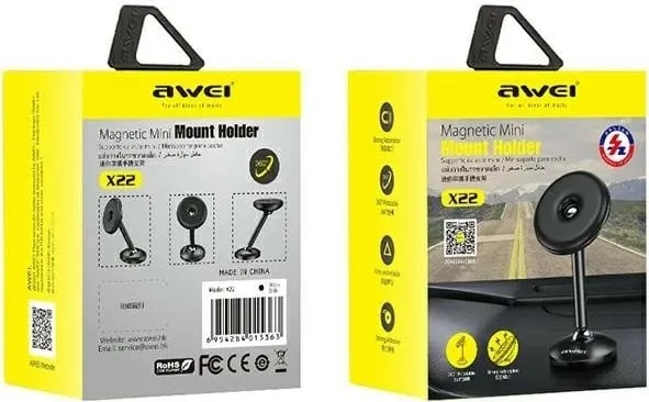 Mbajtëse magnetike për makinë Awei X22, për panel bordi, universale, e zezë - 2