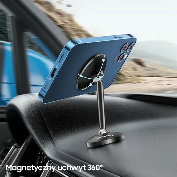 Mbajtëse magnetike për makinë Awei X22, për panel bordi, universale, e zezë - 3