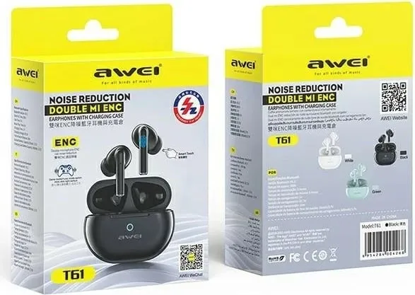 Kufje Me Bluetooth AWEI T61ENC (Zezë) - 2