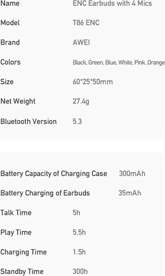 Kufje Me Bluetooth AWEI T86 ENC (Zezë) - 13