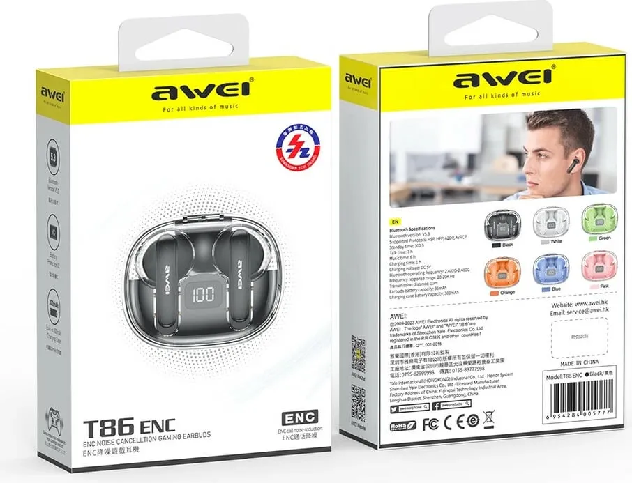 Kufje Me Bluetooth AWEI T86 ENC (Bardhë) - 2