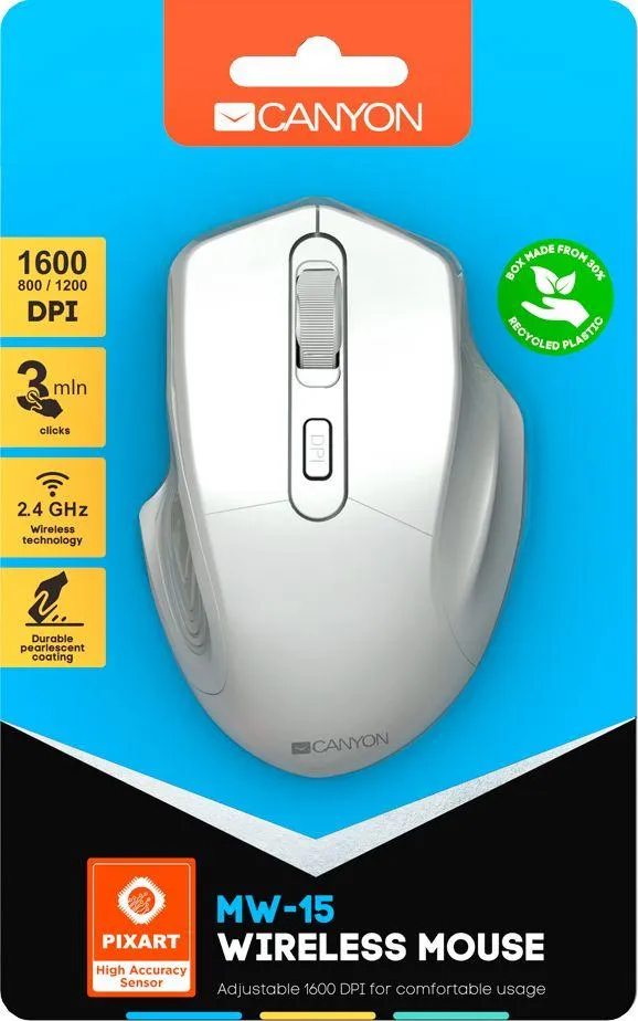 Maus Canyon MW-15, wireless, USB, i bardhë - 6