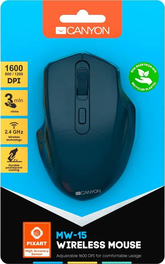 Maus Canyon MW-15, wireless, USB, i kaltërt - 6