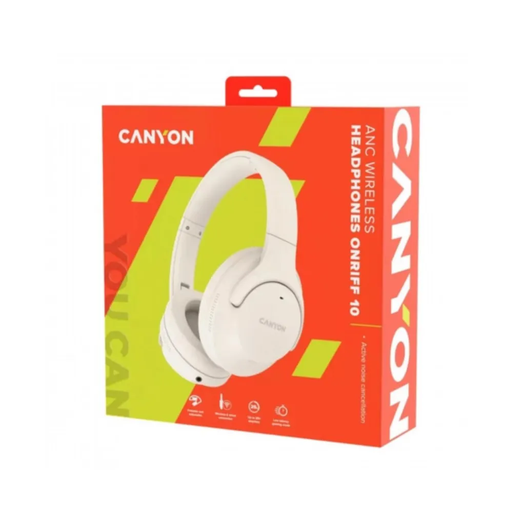Kufje on ear Canyon OnRiff 10, Bluetooth 5.3, ANC, bezhë - 3