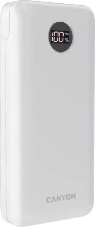 Power bank Canyon PB-2002W, 20000mAh, USB-C PD QC 3.0, i bardhë