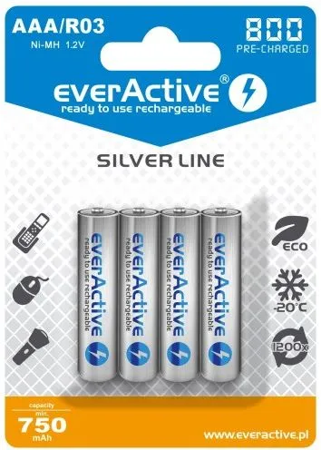 Bateri AAA EverActive Silver Line R03 800mAh, 4 copë - 1