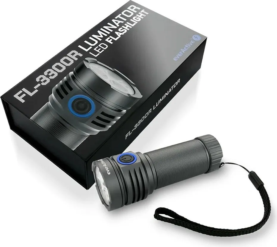 Dritë dore EverActive FL-3300R Luminator, LED, e rikarikueshme, e zezë - 10