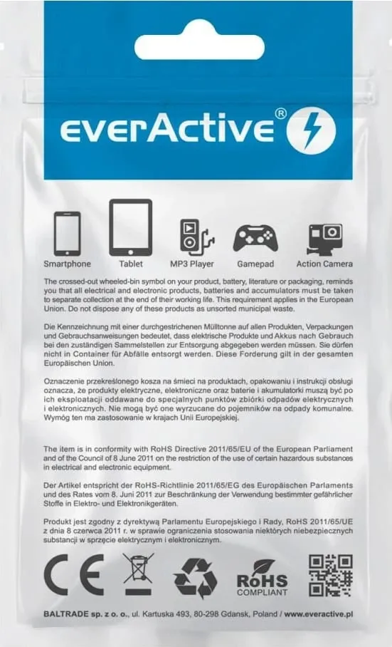 Kabllo USB-C everActive CBS-1CB, 1m, silikon, karikim i shpejtë, 3A, e zezë - 2