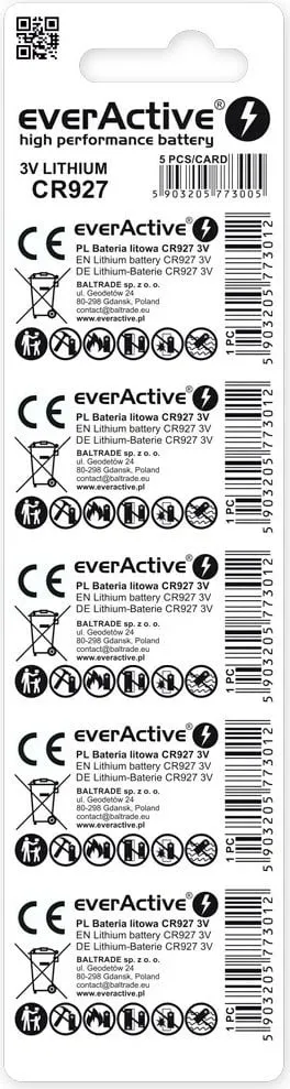 Bateri litium everActive CR927, set 5 copë - 2