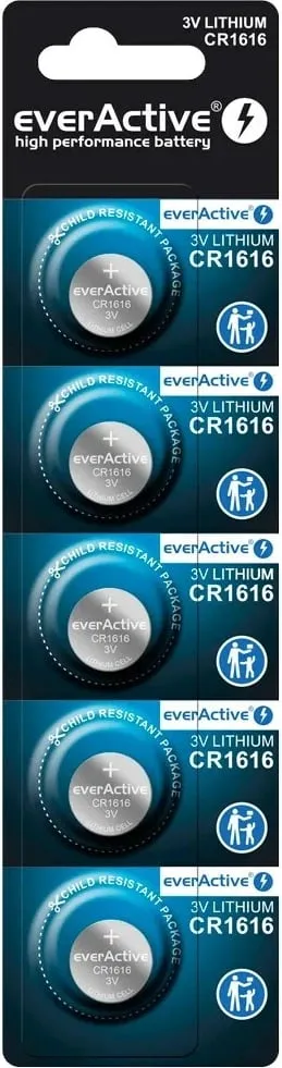 Bateri litium everActive CR1616, 3V, set 5 copë - 1