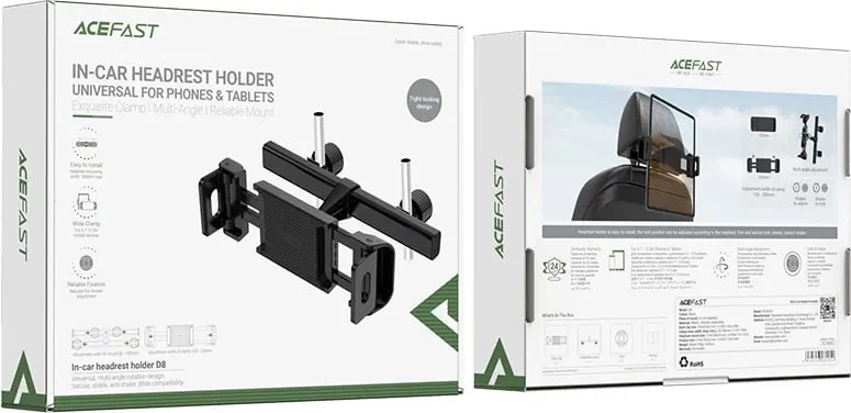 Mbajtës për mbështetëse koke makine Acefast D8, për celular dhe tablet, 135-230mm, zi - 5