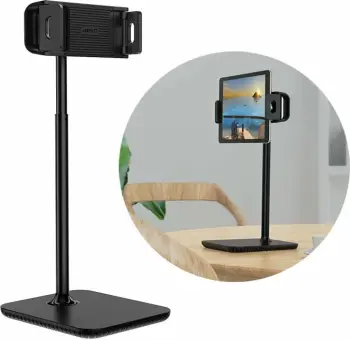 Mbajtës teleskopik Acefast E4 për tavolinë, për celularë dhe tabletë, 135-230mm, 360°, zi