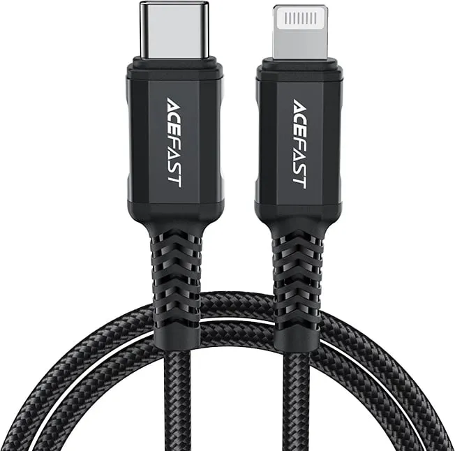 Kabllo Acefast C4-01, USB-C në Lightning, 1.8m, 30W, e zezë - 1