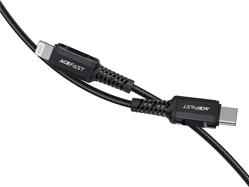 Kabllo Acefast C4-01, USB-C në Lightning, 1.8m, 30W, e zezë - 2