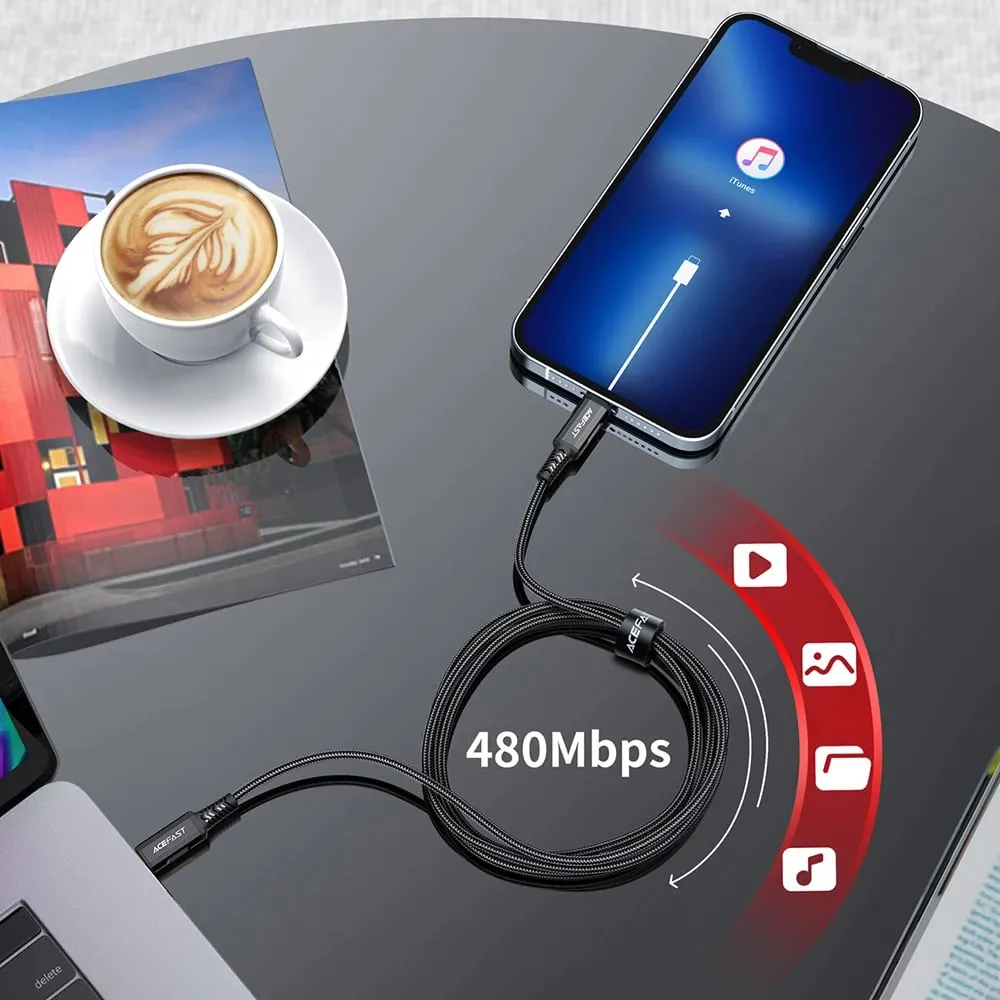 Kabllo Acefast C4-01, USB-C në Lightning, 1.8m, 30W, e zezë - 12