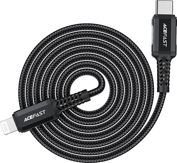 Kabllo Acefast C4-01, USB-C në Lightning, 1.8m, 30W, e zezë - 7
