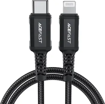 Kabllo Acefast C4-01, USB-C në Lightning, 1.8m, 30W, e zezë